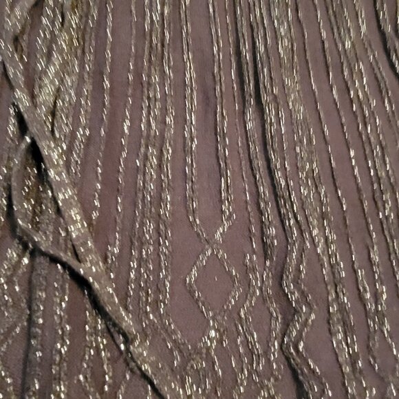 Daisy Fuentes scoop Neck Empire tie waist. Long sleeves - LG. Purple/Silver - Picture 3 of 8